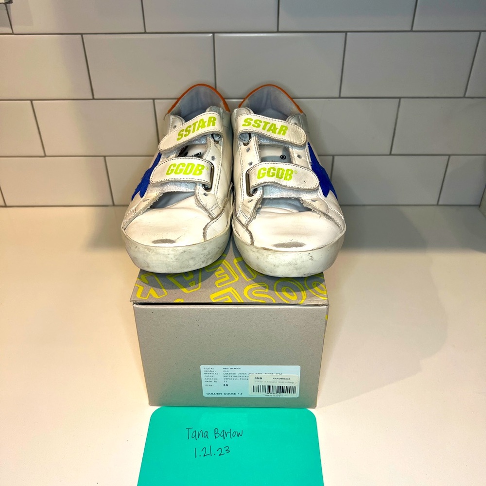 Golden Goose Kids old school sneakers in size 36. Orange blue and neon green.